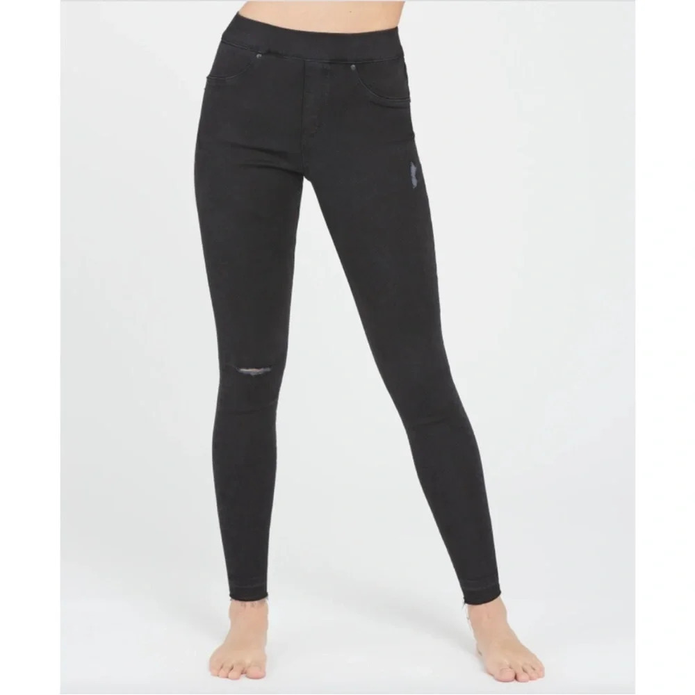 Spanx Vintage Black Distressed Ankle Stretch Skinny Jeans 20213 Small
